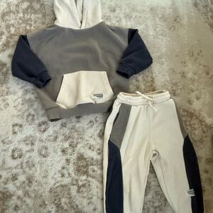 Zara Kids Gray and Cream Jogger Set